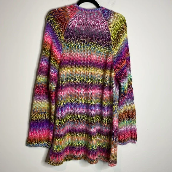 Wildfox | Multi Color Knit Longline Cardigan Size Medium - Picture 6 of 6